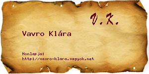 Vavro Klára névjegykártya